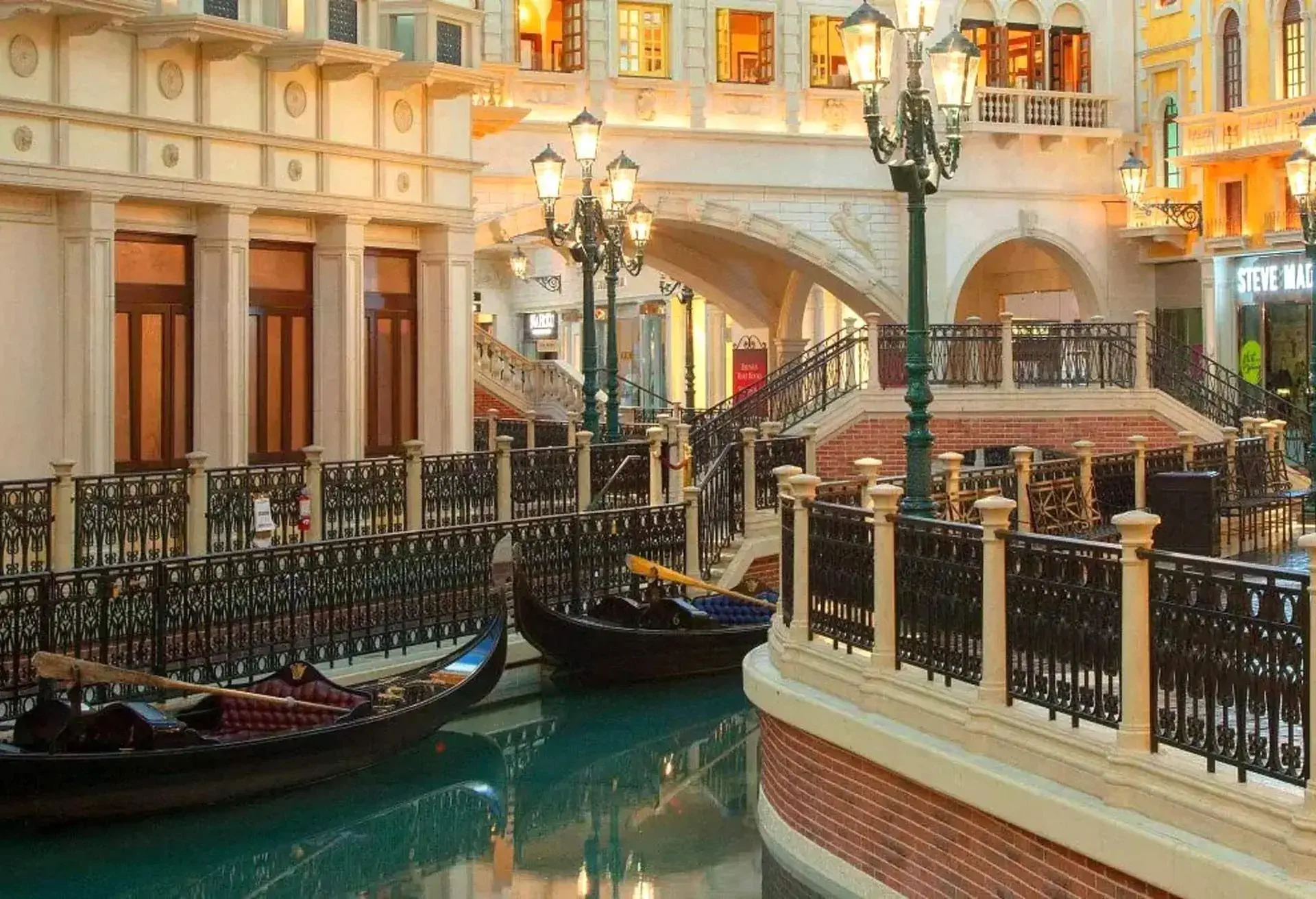 A photo of the channels and gondolas at the Venetian Resort in Las Vegas, USA.