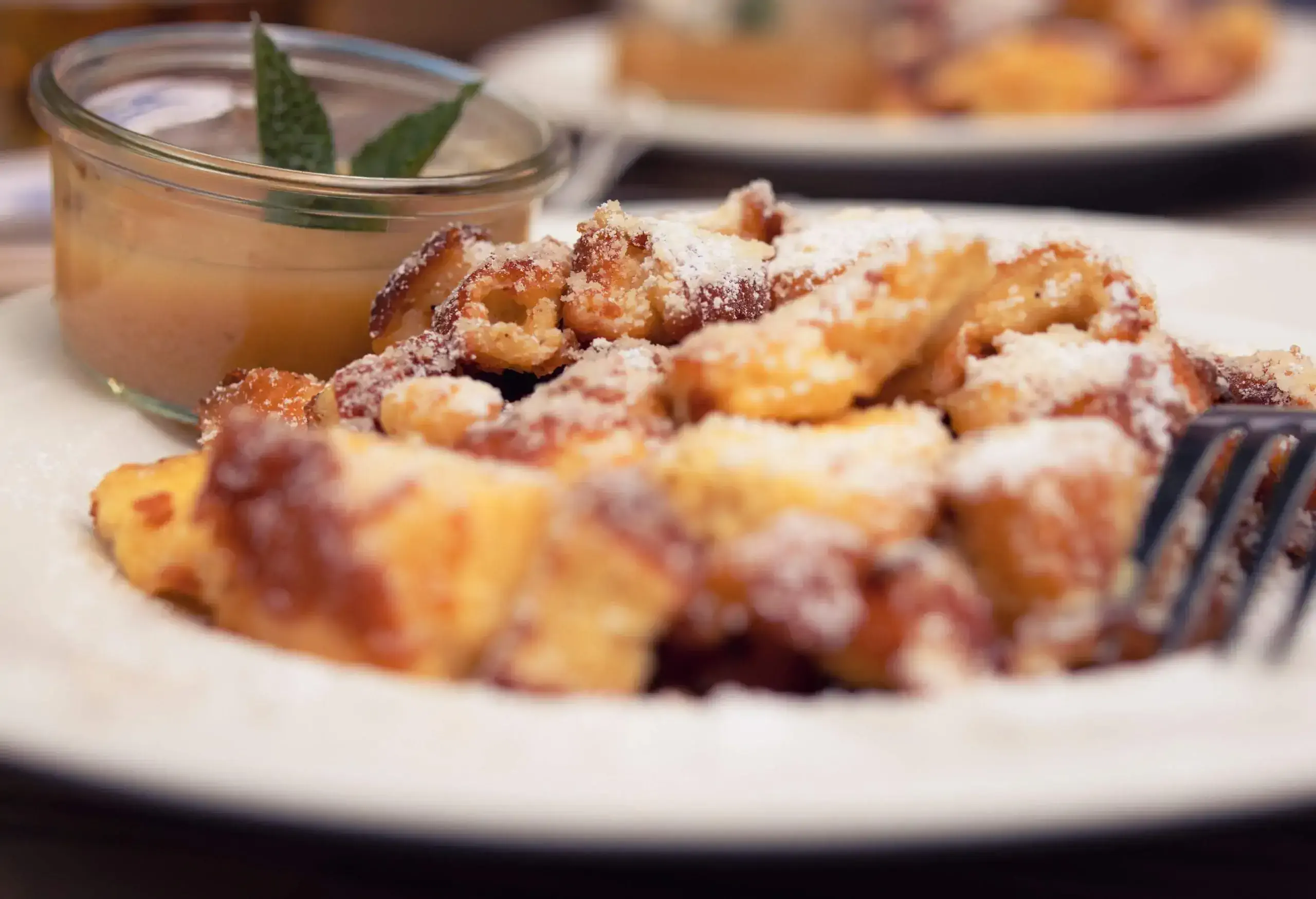 Kaiserschmarrn with Applesauce, a typical austrian dish.