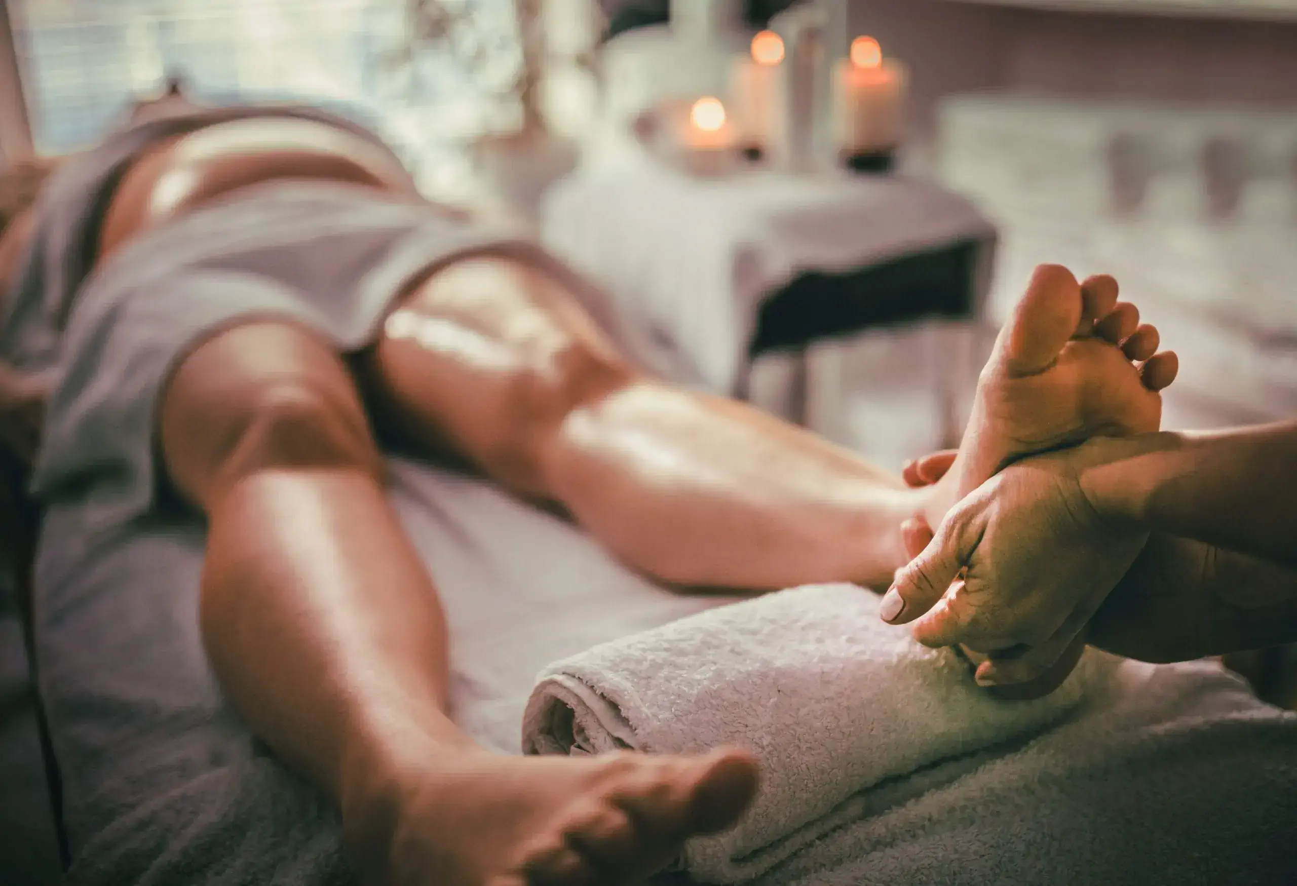 Pregnant woman having massage in spa relax