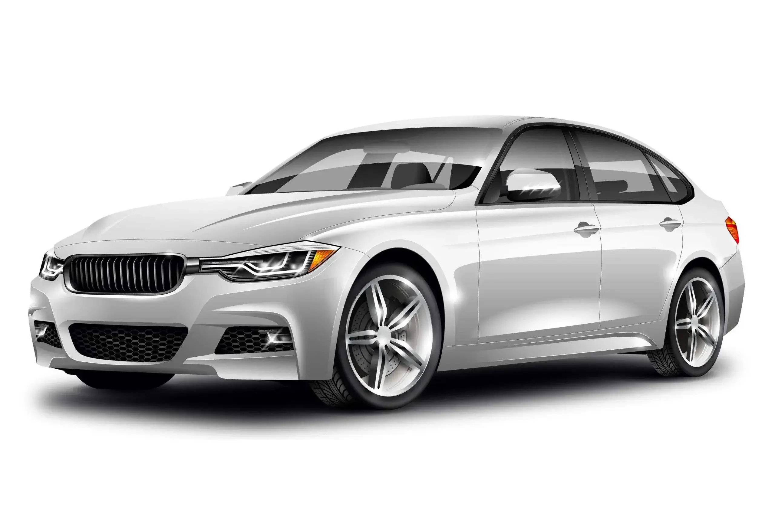 A white car on a white background.