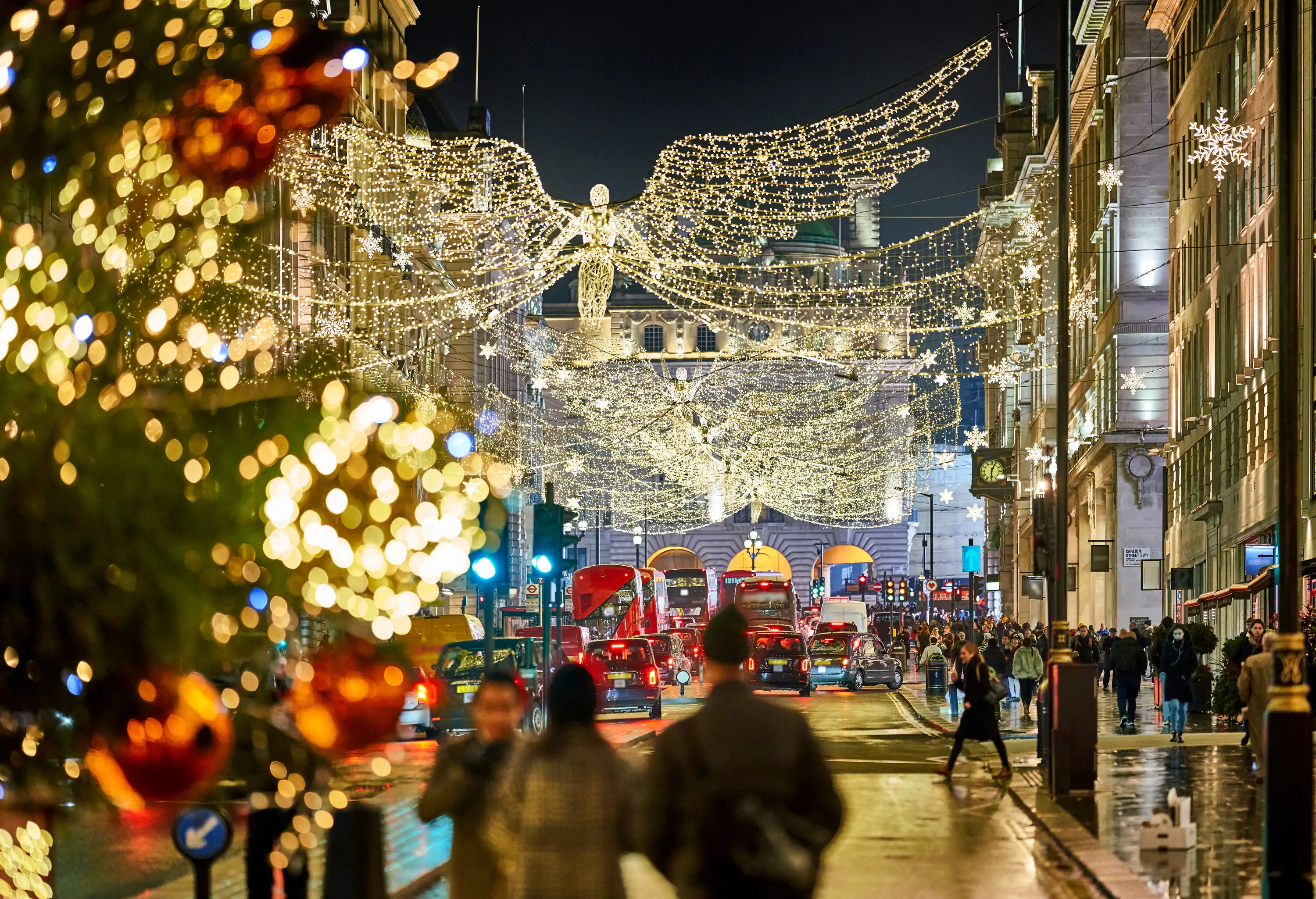 At night on a busy December evening