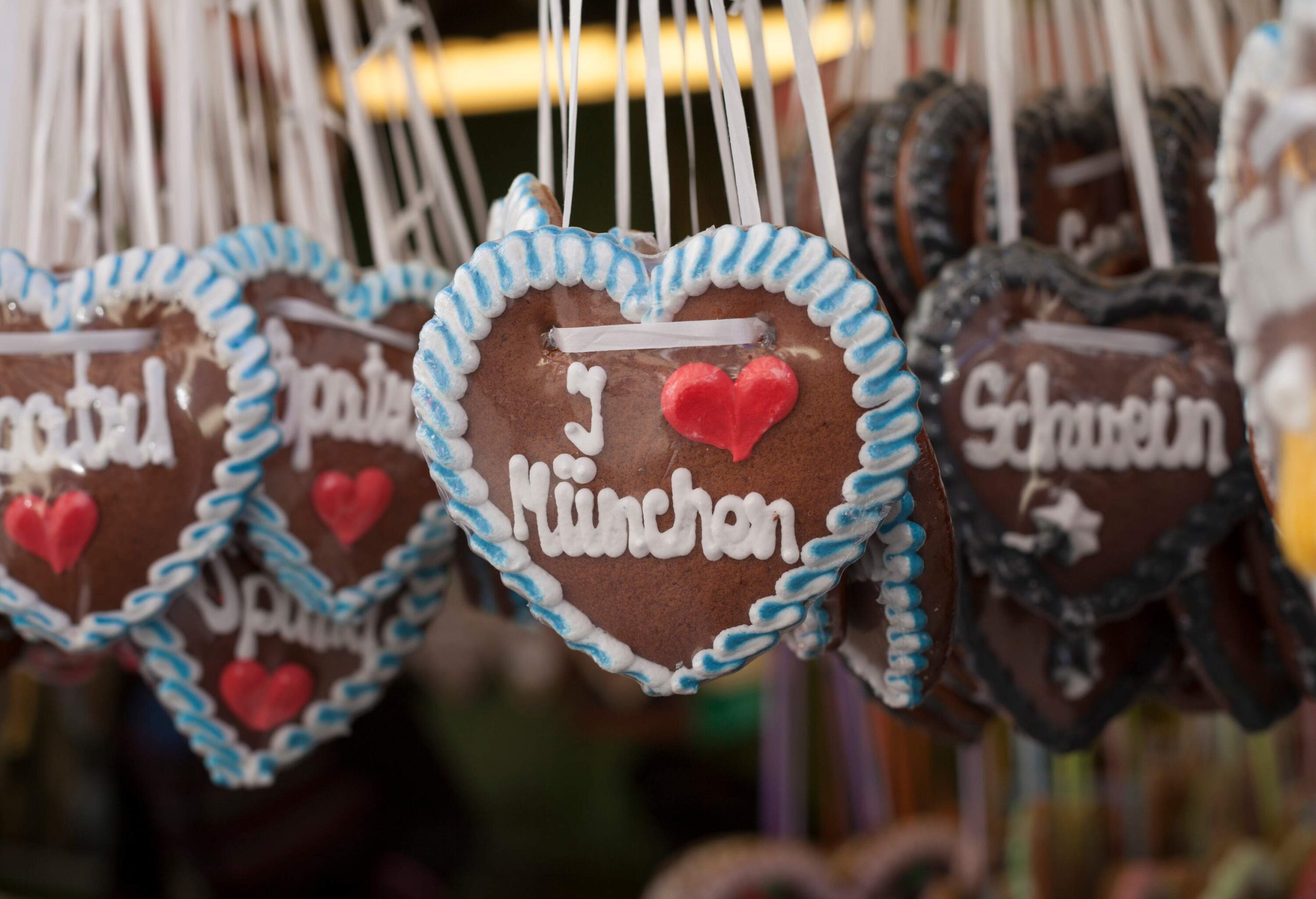 hanging gingerbread hearts on a string.