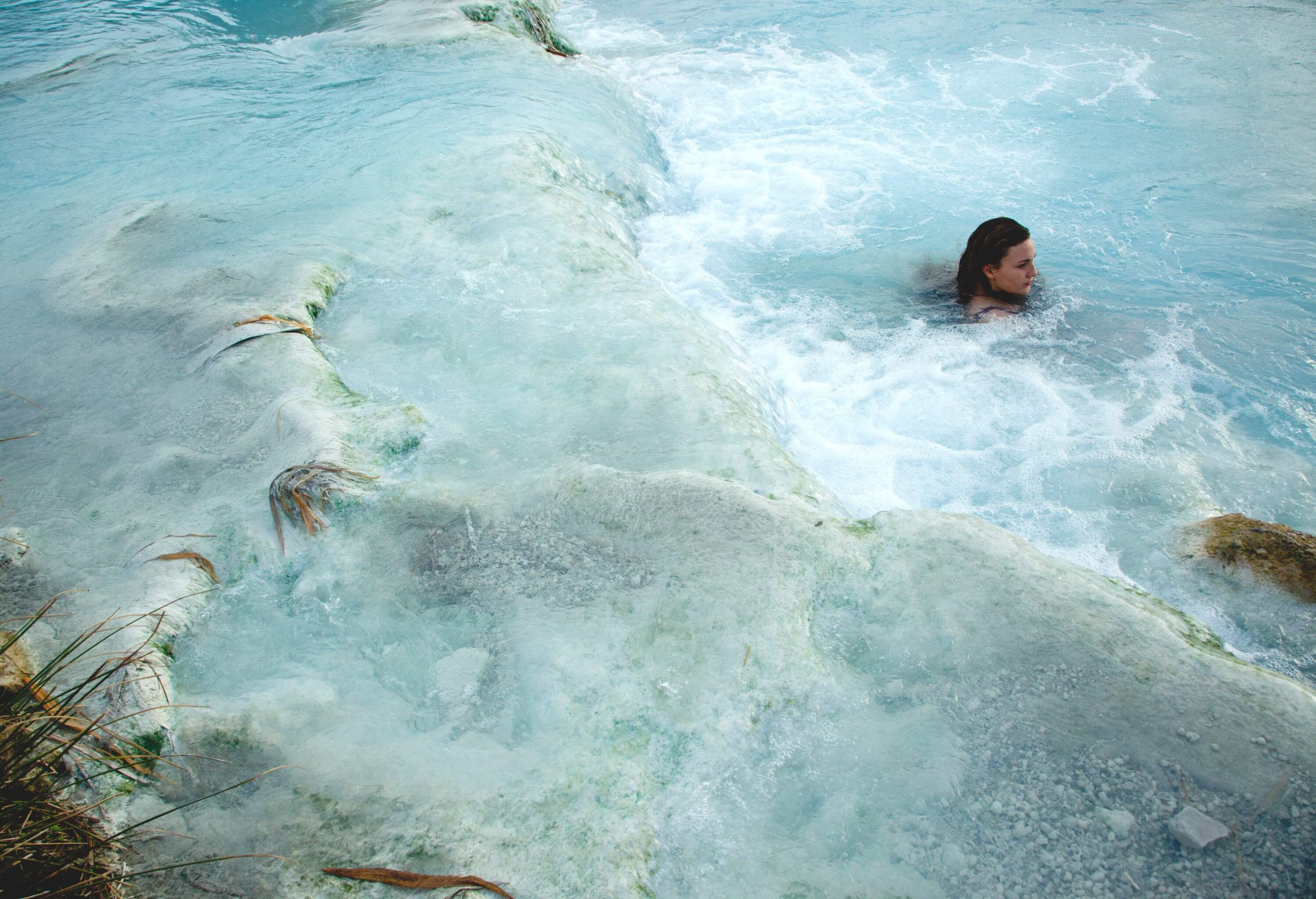 The famous sulphur therms in Saturnia, South Tuscany. Old roman bath.