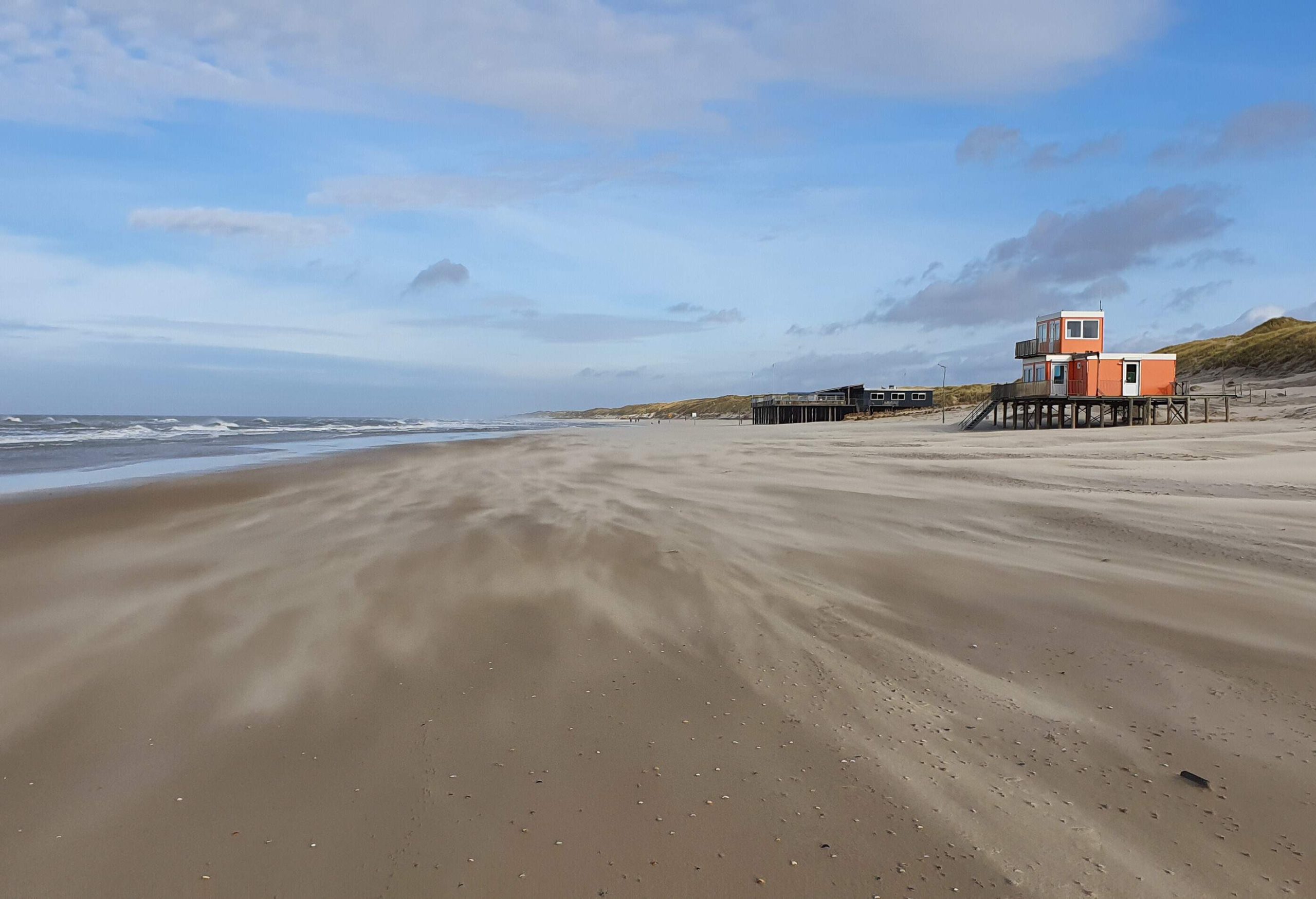 Sint Maartenszee Netherlands on the beach in mid February 2020 with beautiful weather and blue sky