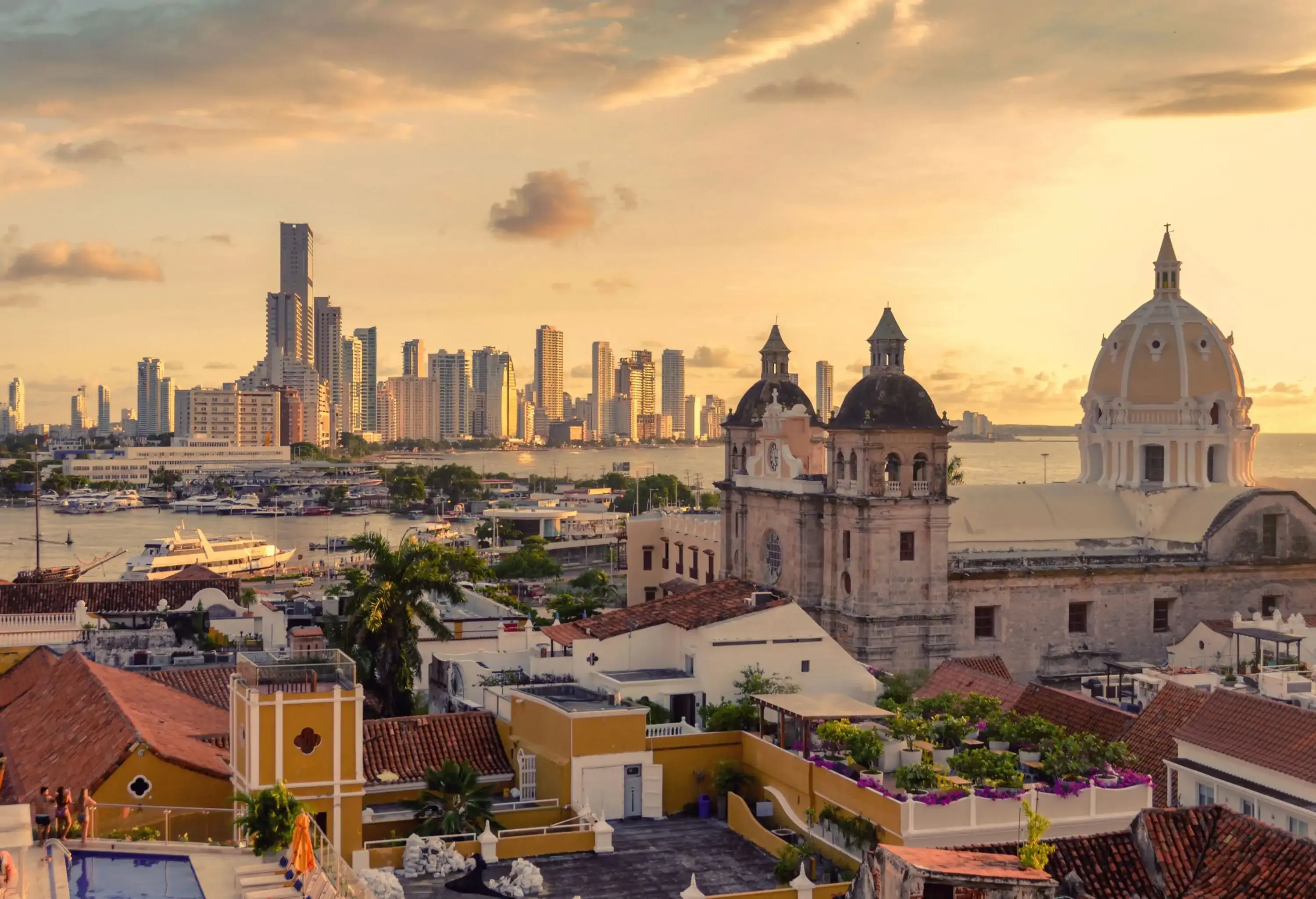 Beautiful sunset over Cartagena, Colombia