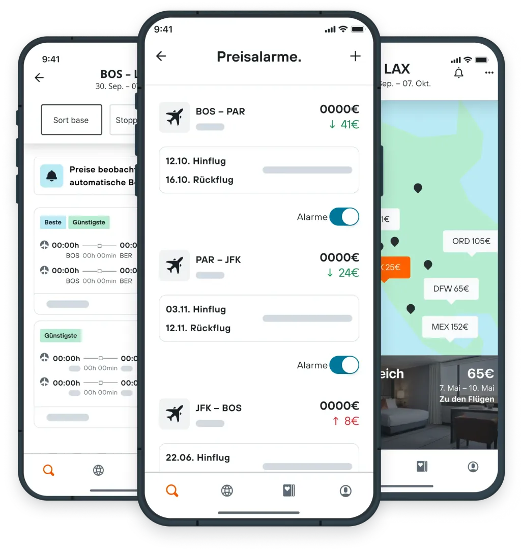 Design showing the flight price alert tool on KAYAK app.